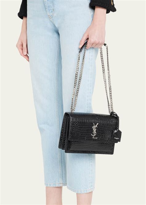 ysl grey croc bag|saint laurent sunset crossbody bag.